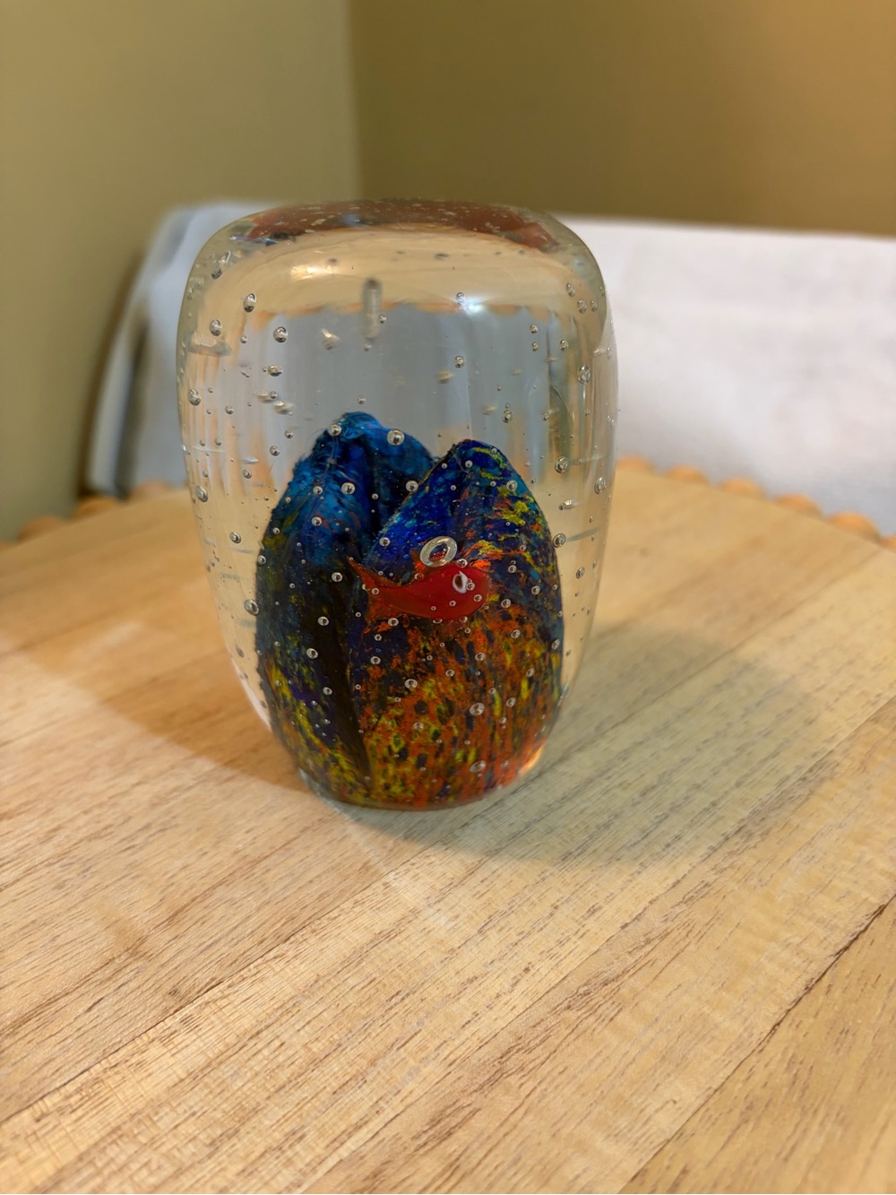 Blue and Multicolor Handblown Glass Sculpture